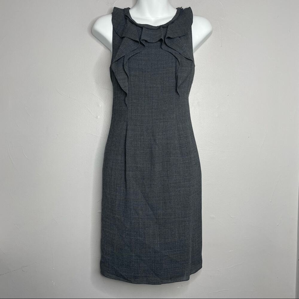 ELIE TAHARI Wool Blend Dress Womens 2 Office Siren Ruffle Professional Career